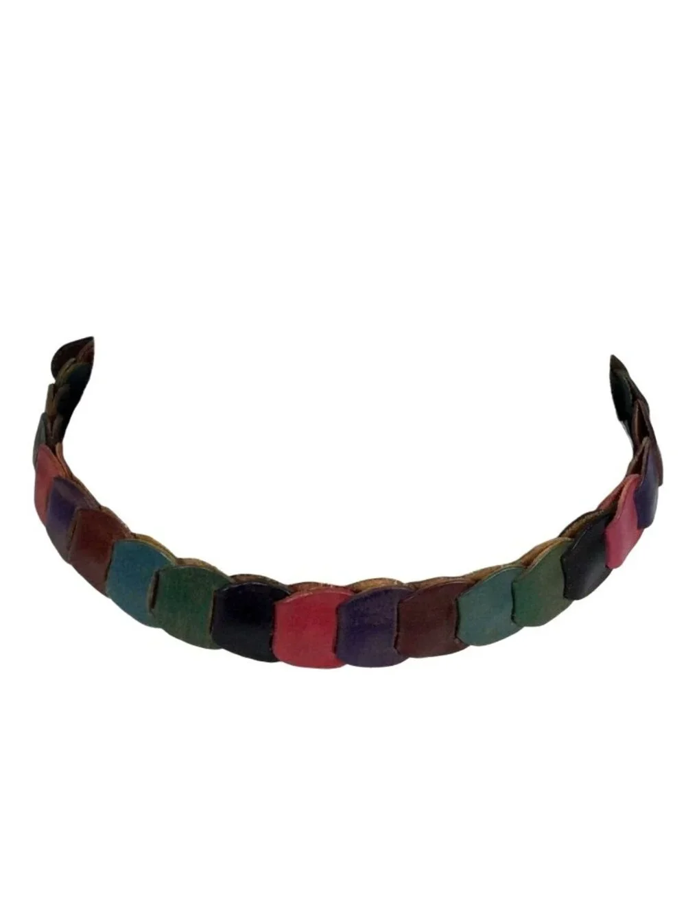 Vintage Womens Pieced Leather Belt Multi-Color Design Size S/M 90s